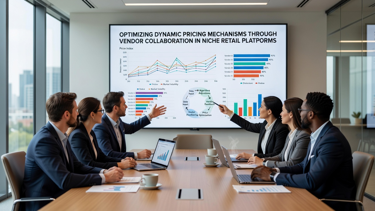 Data analytics interface showing collaborative pricing adjustments across niche retail vendors
